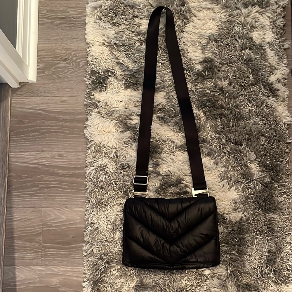 Athleta Black Crossbody Bag with Quilted Design